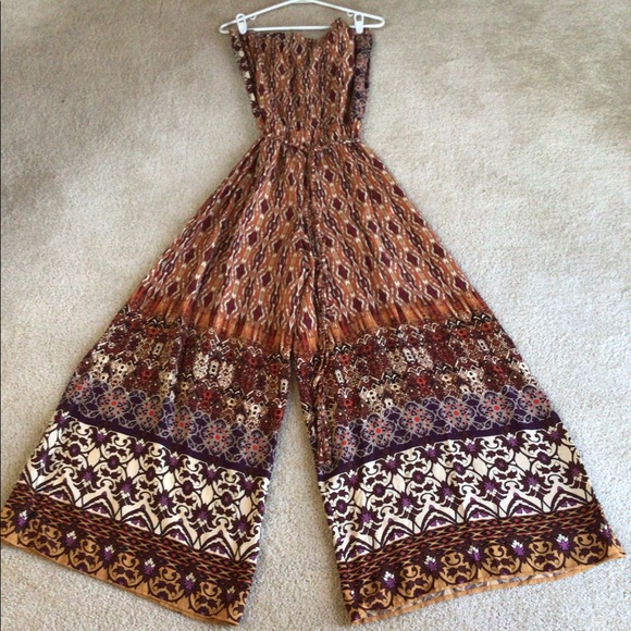 MSK Pants - Strapless wide leg jumpsuit